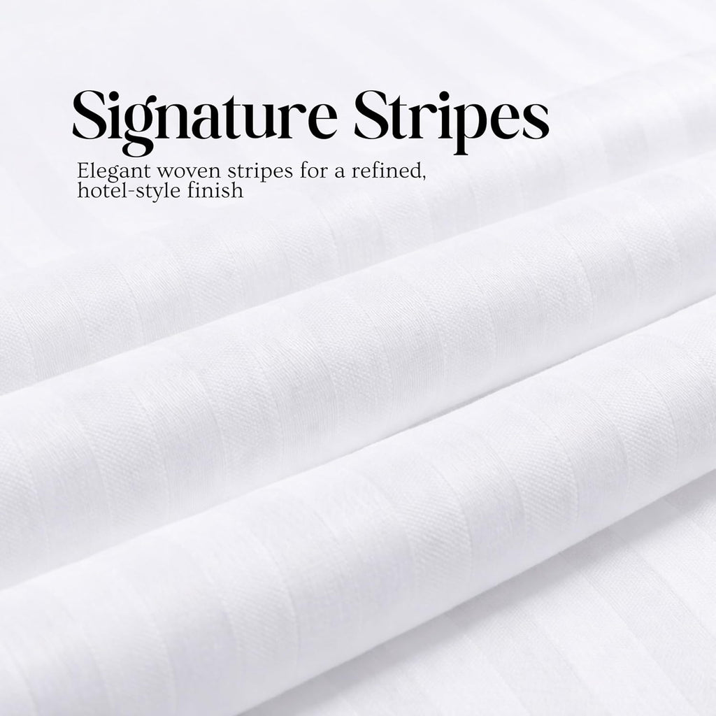 DEAIMER HOME Pillow Protectors Queen/Standard (20 x 28 inches), Pack of 2 – 100% Cotton White Striped Pillow Covers with Zipper, Bre…
