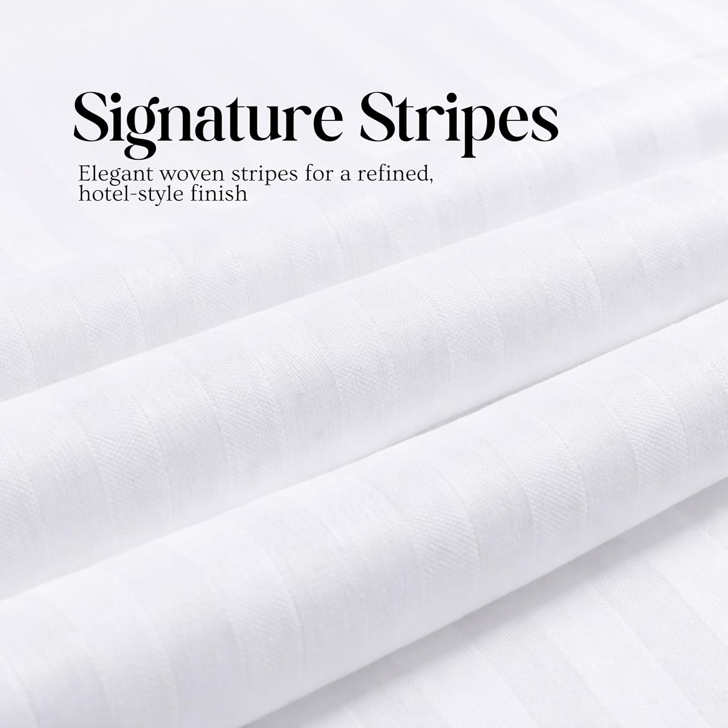 DEAIMER HOME Pillow Protectors Queen/Standard (20 x 28 inches), Pack of 2 – 100% Cotton White Striped Pillow Covers with Zipper, Bre…