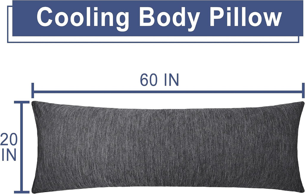 Dwcn Cooling Body Pillow for Adults, 20x60 Inch Grey - Shredded Memory Foam Body Pillow with Removable & Adjustable Filling, Full Body Supp…