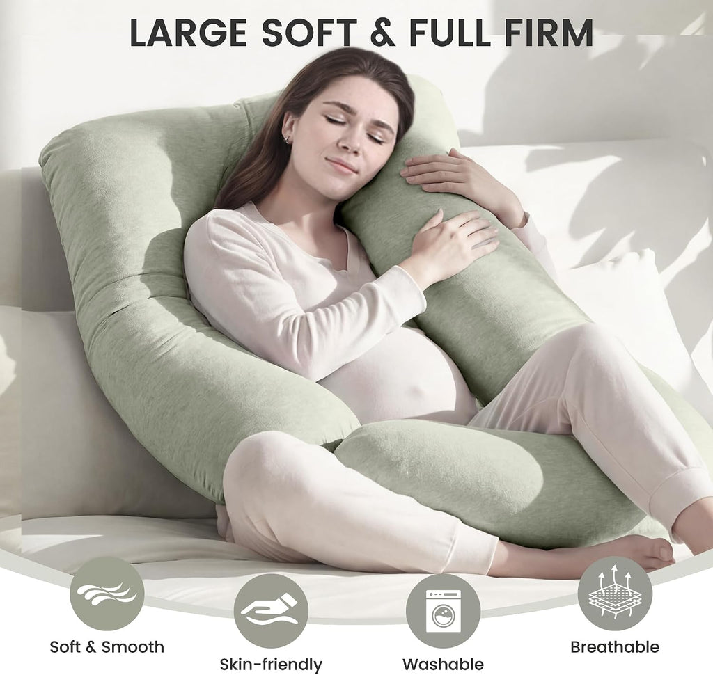 Jcickt Pregnancy Pillow for Sleeping,59 inch Maternity Pillow with Removable Washable Cover, J-Shaped Cooling Full Body Pregnant Pillow…