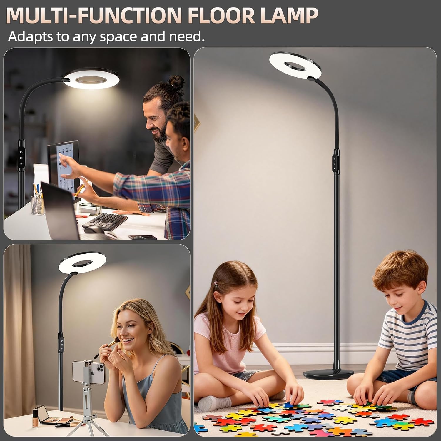 GyroVu LED Floor Lamp, 70'' Bright Reading Floor Lamps for Living Room, Dimmable & Adjustable Color Temperature, Touch Control Standing…