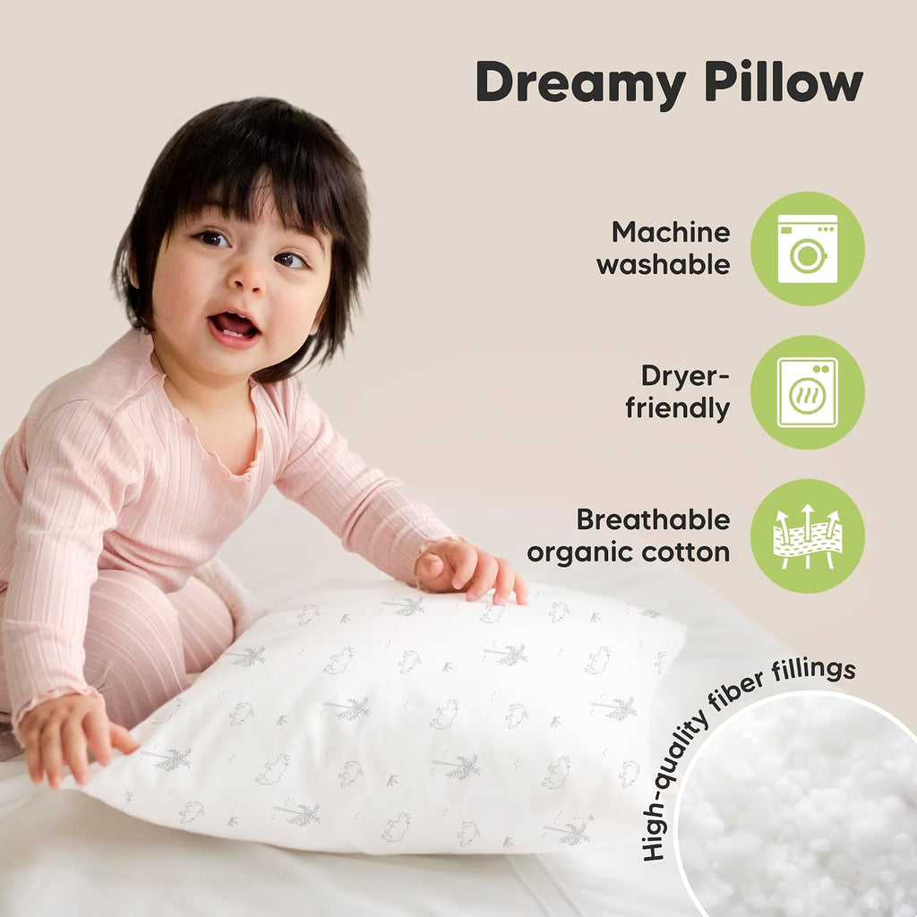 KeaBabies 2-Pack Toddler Pillows 2 Year Old to 5-13x18 Soft Organic Cotton Kids Pillow for Sleeping, Travel, School, Daycare, Nap…