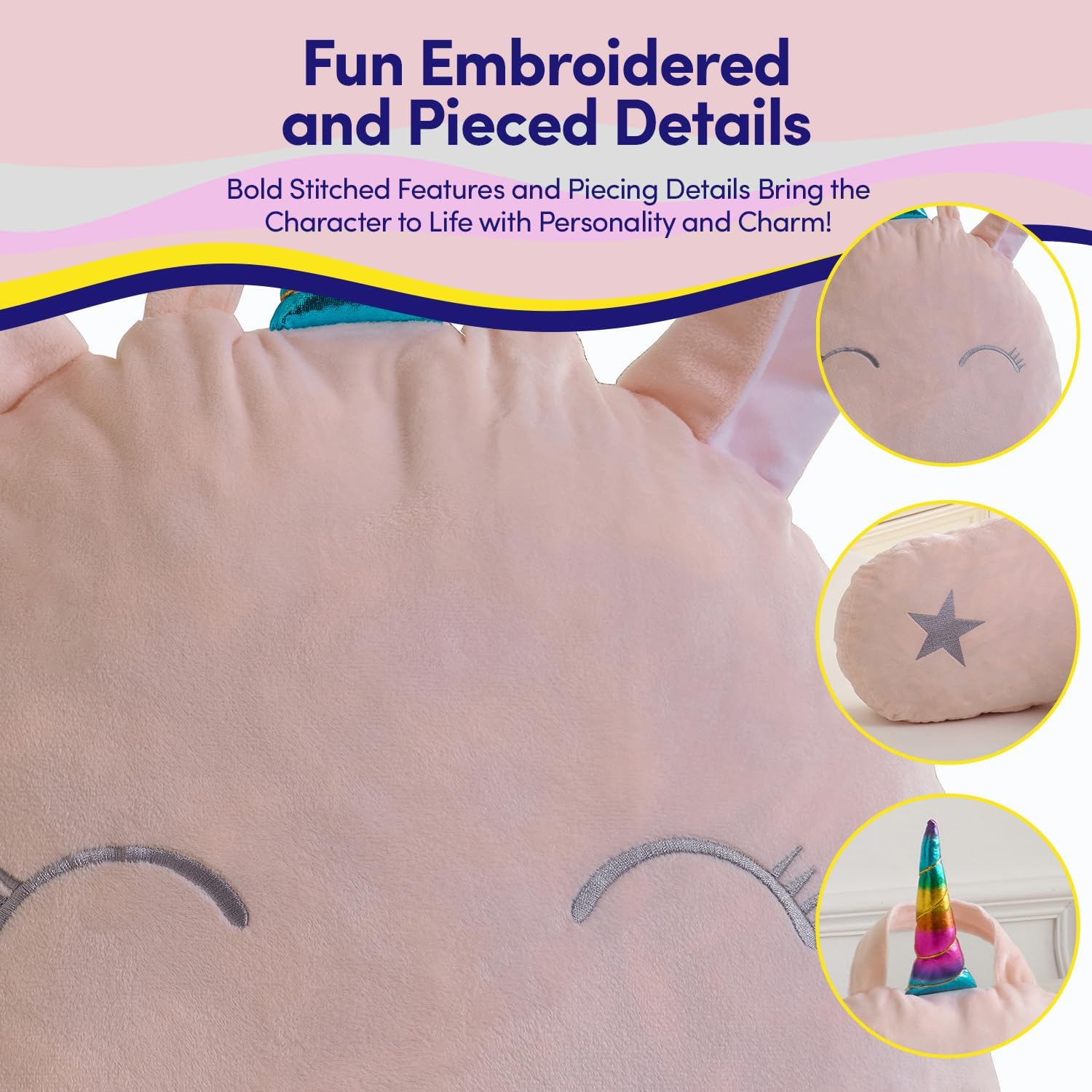 Unicorn Reading Pillow for Kids & Teens with Shredded Memory Foam – Soft Velvet Lounger with Fun Character Designs, Removable Washable…
