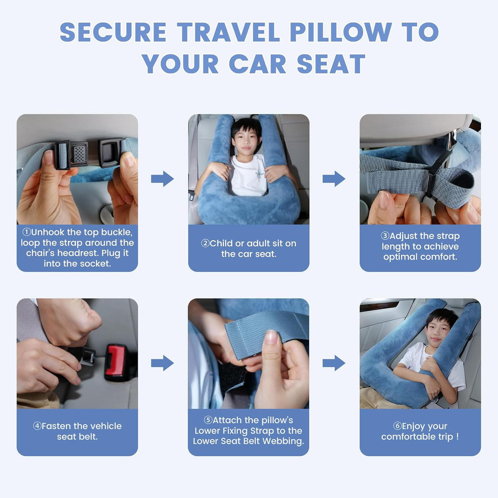 Keemall Car Pillow for Kids, Professional Kids Car Pillow for Sleeping Inflatable Carseat Travel - Safe, Reliable - Travel Pillows for Kid…