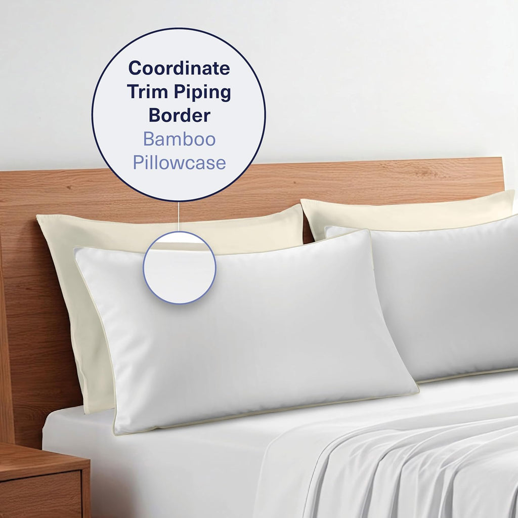 KickoffHome Kickoff Viscose Bamboo Pillowcase, Queen, Set of 2, 100% Organic Hidden Zippered Viscose Bamboo Pillow Case Queen Size, Cooling…
