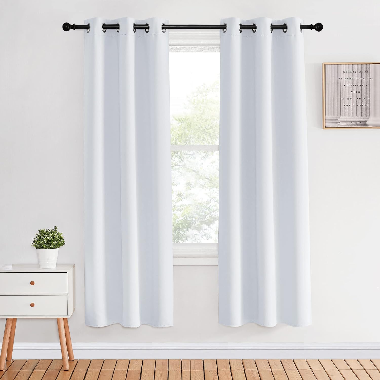 NICETOWN White Room Darkening Draperies and Curtains, Set of 2, 34 by 70 Inch, Home Fashion Energy Saving Grommet Top Room Darkening…