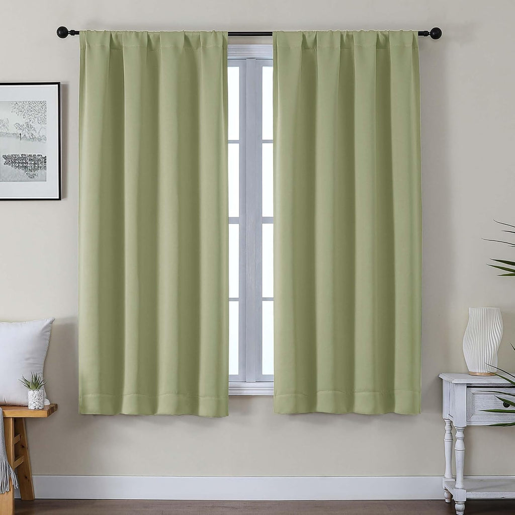 Gwine Blackout Curtains for Living Room 63 Inch Long, Thermal Insulated Window Treatment Black Out Curtains for Bedroom Decor with Rod…