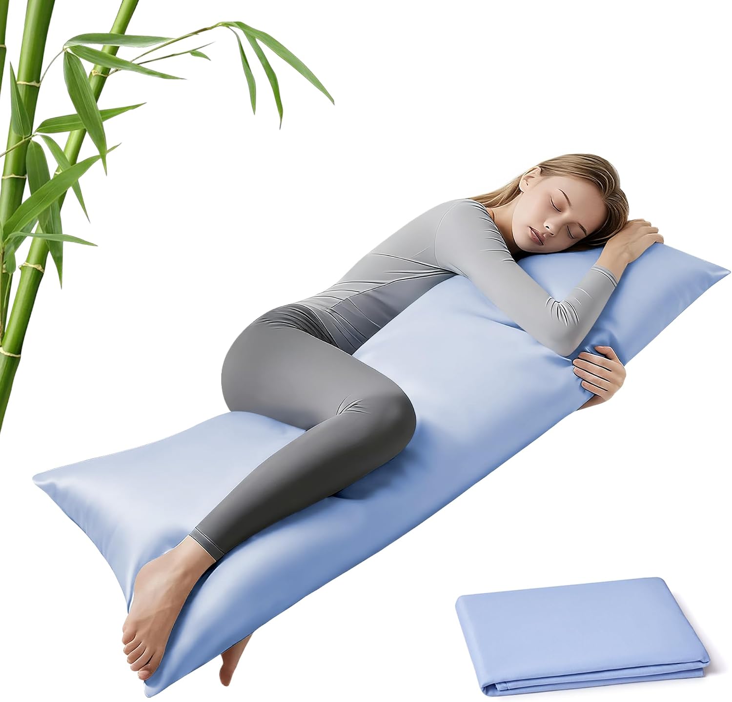 MR&HM Cooling Body Pillow Case 20"x54", Body Pillow Cover for Hot Sleepers, Breathable & Moisture Wicking, Soft Envelope Long Pillowca…