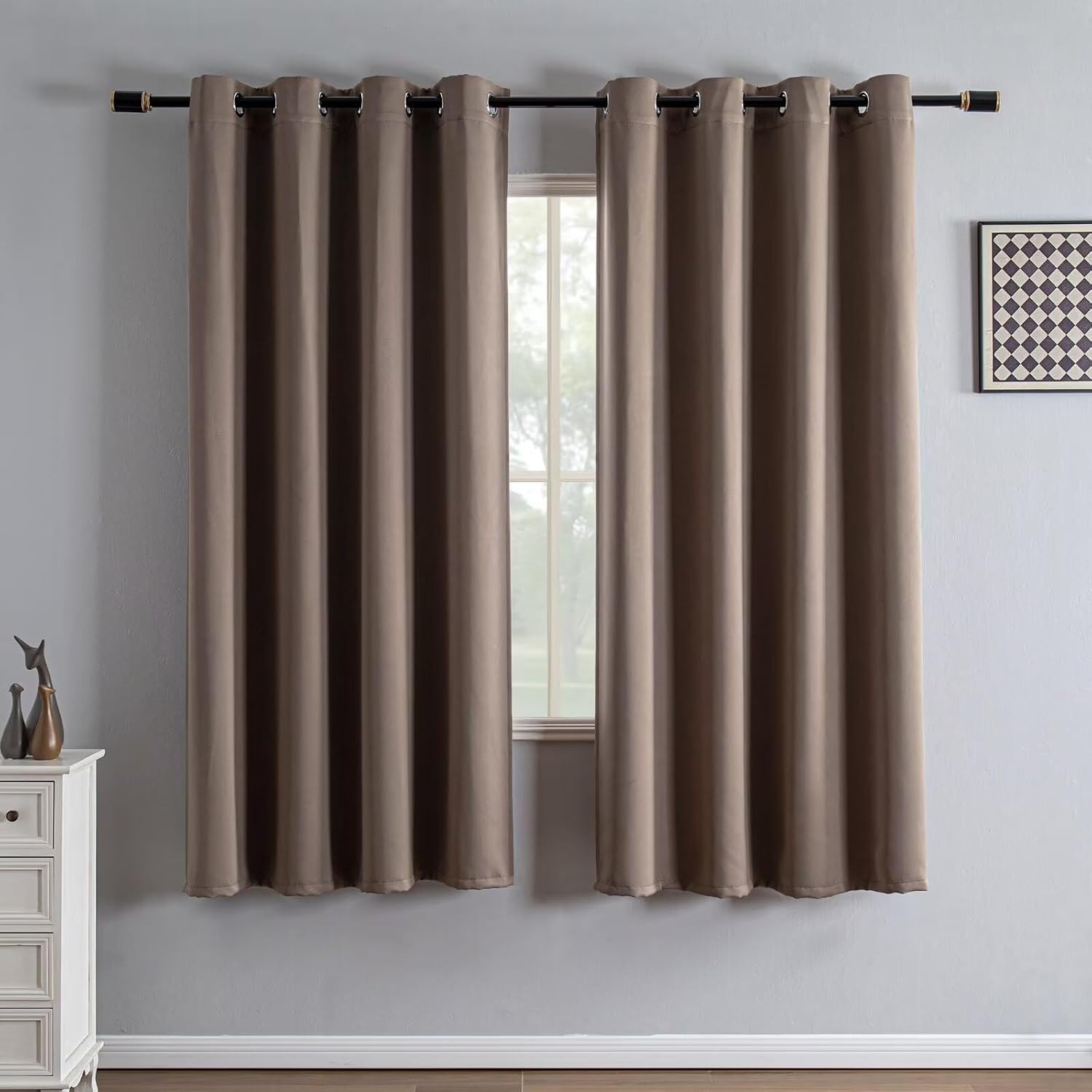 Igemaeve Blackout Curtains 72 Inch Length 2 Panels Set, Black Out Curtains for Bedroom 72 Inch Long, Grommet Energy Saving Room Darkening D…
