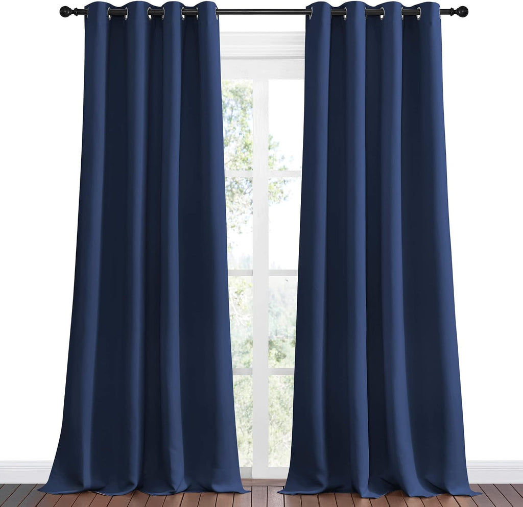 Nicetown Navy Blackout Curtains 102" Long for Living Room, 55" W, Set of 2, Thermal Insulated Window Treatment Light Reducing Room Darkenin…