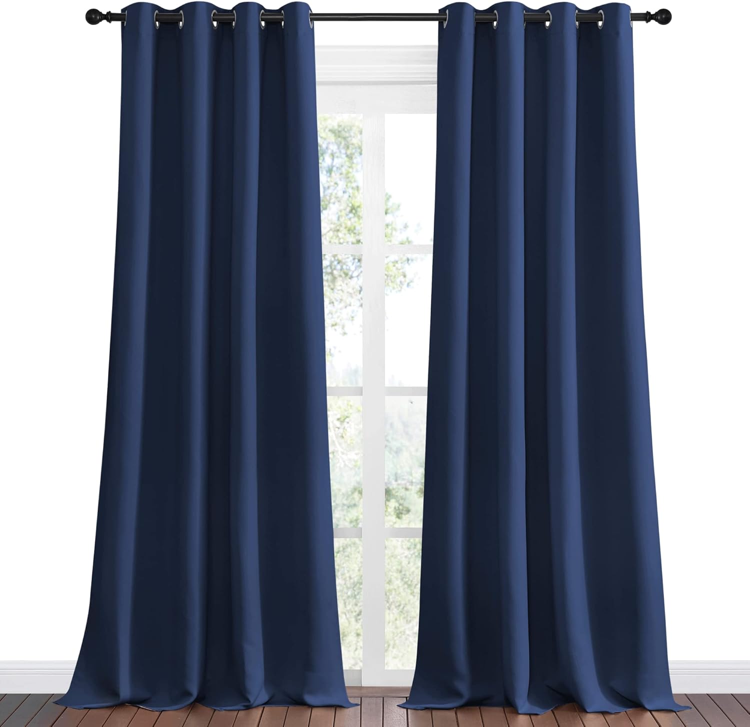 Nicetown Navy Blackout Curtains for Sliding Door - 55 by 90, 2 Pieces, Blocking Out Sunlight Window Treatment Modern Design Grommet Curtain…