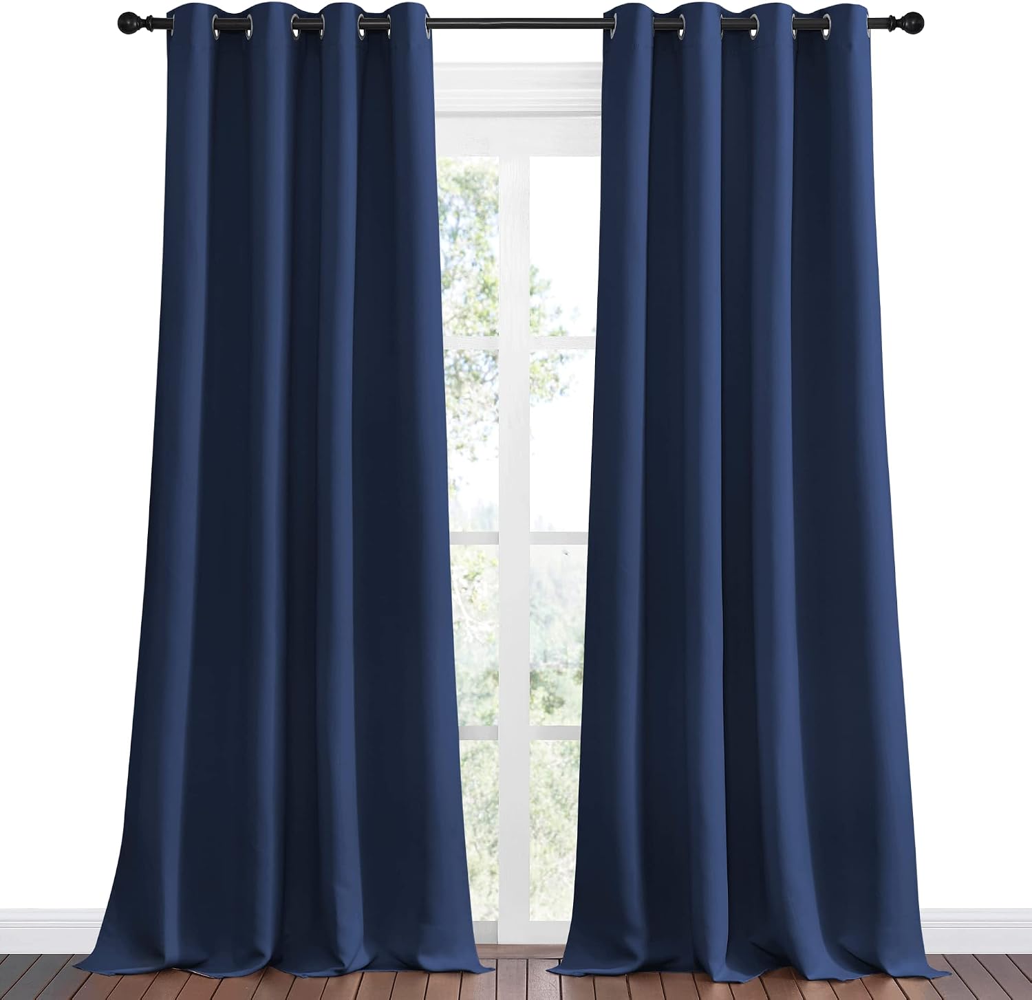 Nicetown Navy Blackout Curtains 108" Long for Living Room, 55" W, Set of 2, Thermal Insulated Window Treatment Light Reducing Room Darkenin…
