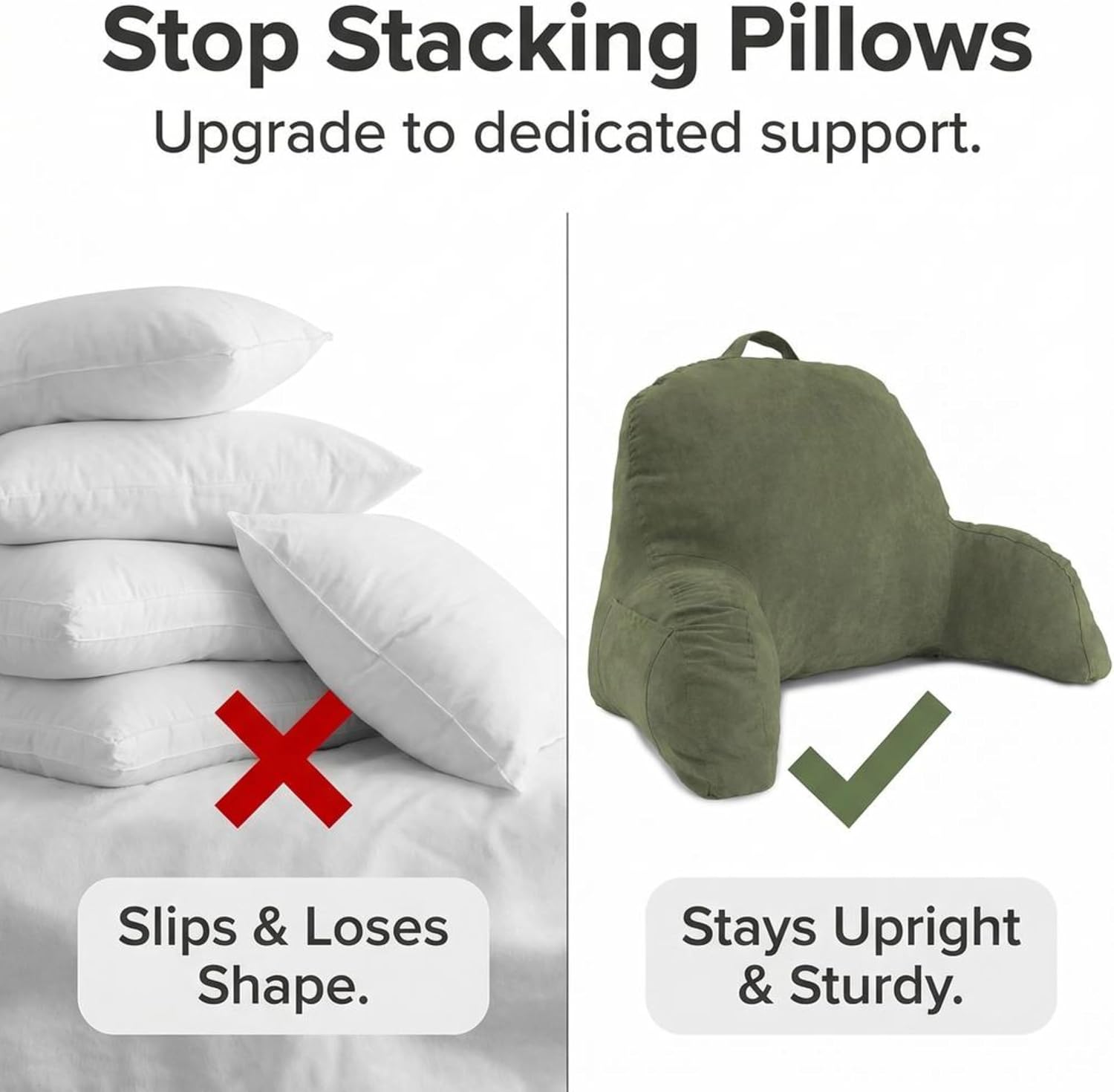 Deluxe Comfort Microsuede Bed Rest - Backrest Pillow with Arms - Bed Rest Pillow - Reading Bedrest Lounger - Sitting Support Pillow - Soft…