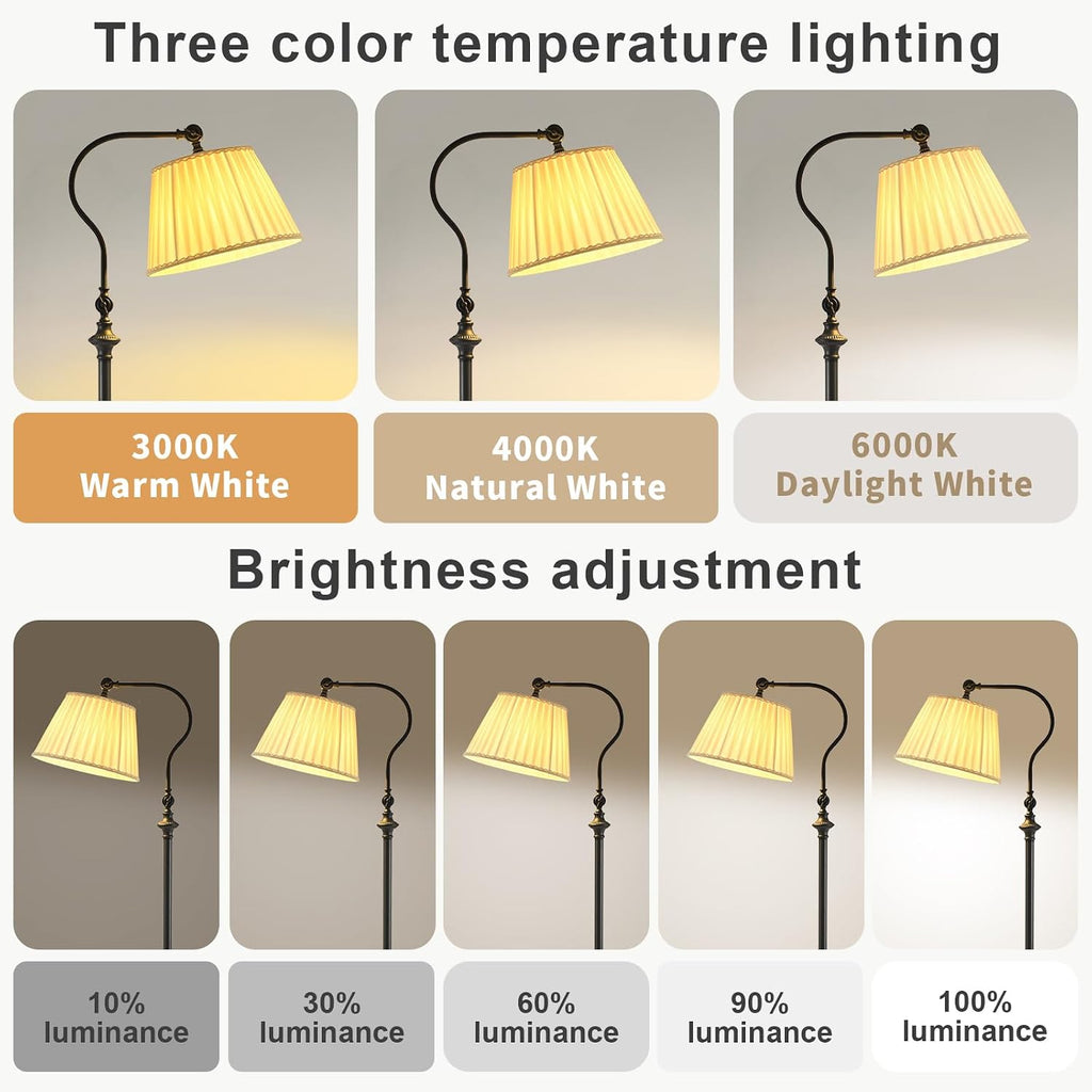 Floor Lamp with Fabric Shade,12W Smart Remote and Bluetooth Dimmable, Standing Lamps for Living Room Corner Bedroom Bedside Farmhouse…