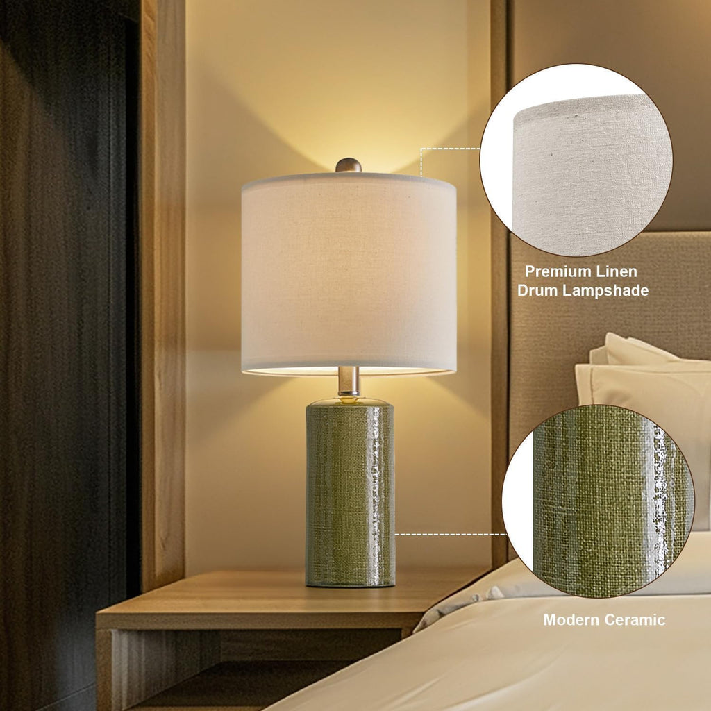 G-SAFAVA 20.25" Small Table Lamps Set of 2 Modern Ceramic Lamps for Living Room Farmhouse Bedside Lamps Boho Lamps for Night Stands Green…