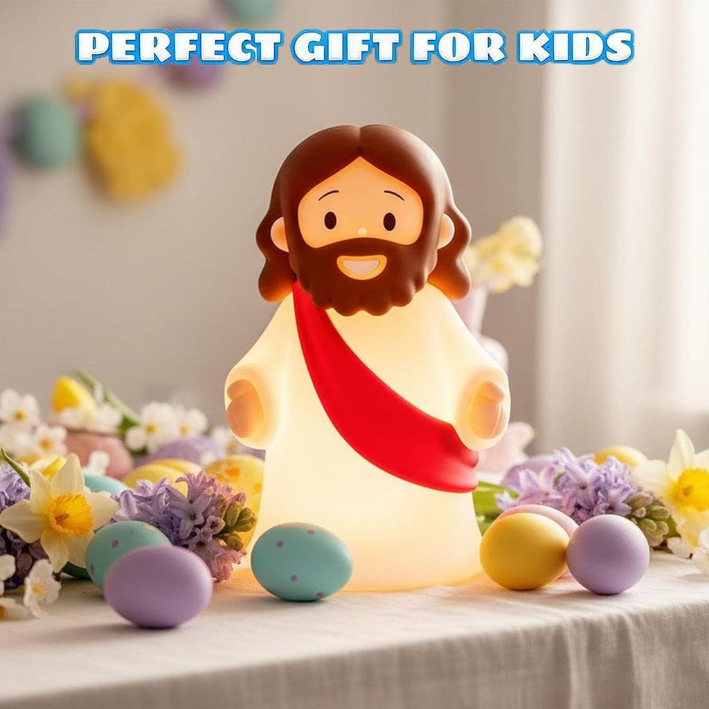 Jesus Night Light Rechargeable Bedside Night Light Dimmable Silicone LED Light Ideal for Religious Gatherings, Gifts for Sunday School…