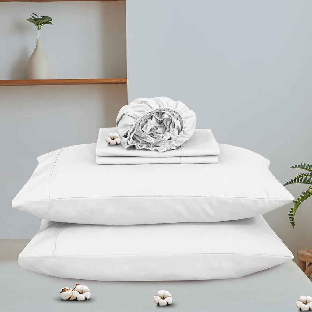 Ruvanti 100% Cotton Organic Percale Sheets Twin XL Size – Crisp Cooling Bed Sheets for Hot Sleepers, Deep Pocket 15”, Soft Peach Finish, Br…