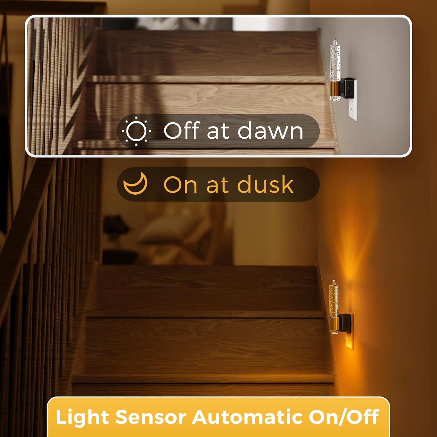 L LOHAS LED Night Light, Amber Candle Night Lights Plug into Wall,2 Pack 0-100 LM Dimmable Nightlight, Plug in Bubble Night Light with…