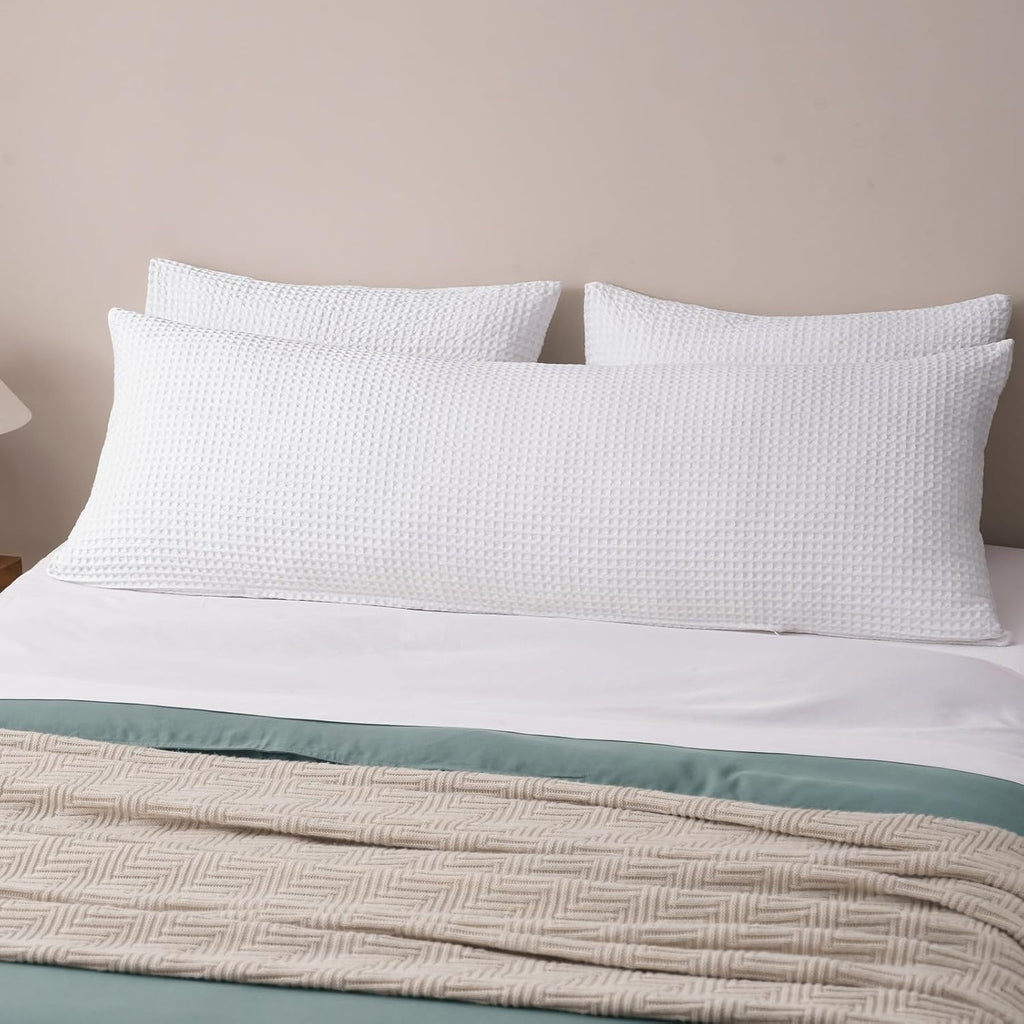 Phf Ultra Soft Waffle Weave Body Pillowcase with Zipper, No Insert, 1Pack 20" x 54" Pillow Sham, Breathable & Skin-Friendly Body Pillow cas…