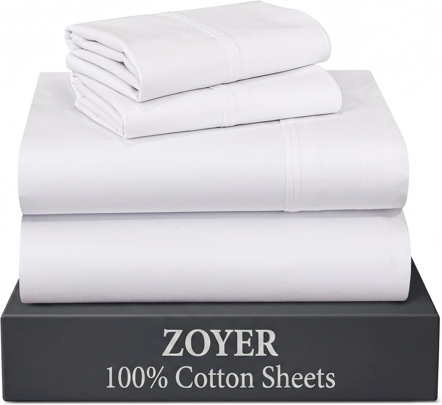 Zoyer 100% Cotton Sheets – California King Percale Bedding, Cooling & Breathable, Durable with a Crisp, Soft & Comfortable Feel, 14" Deep P…