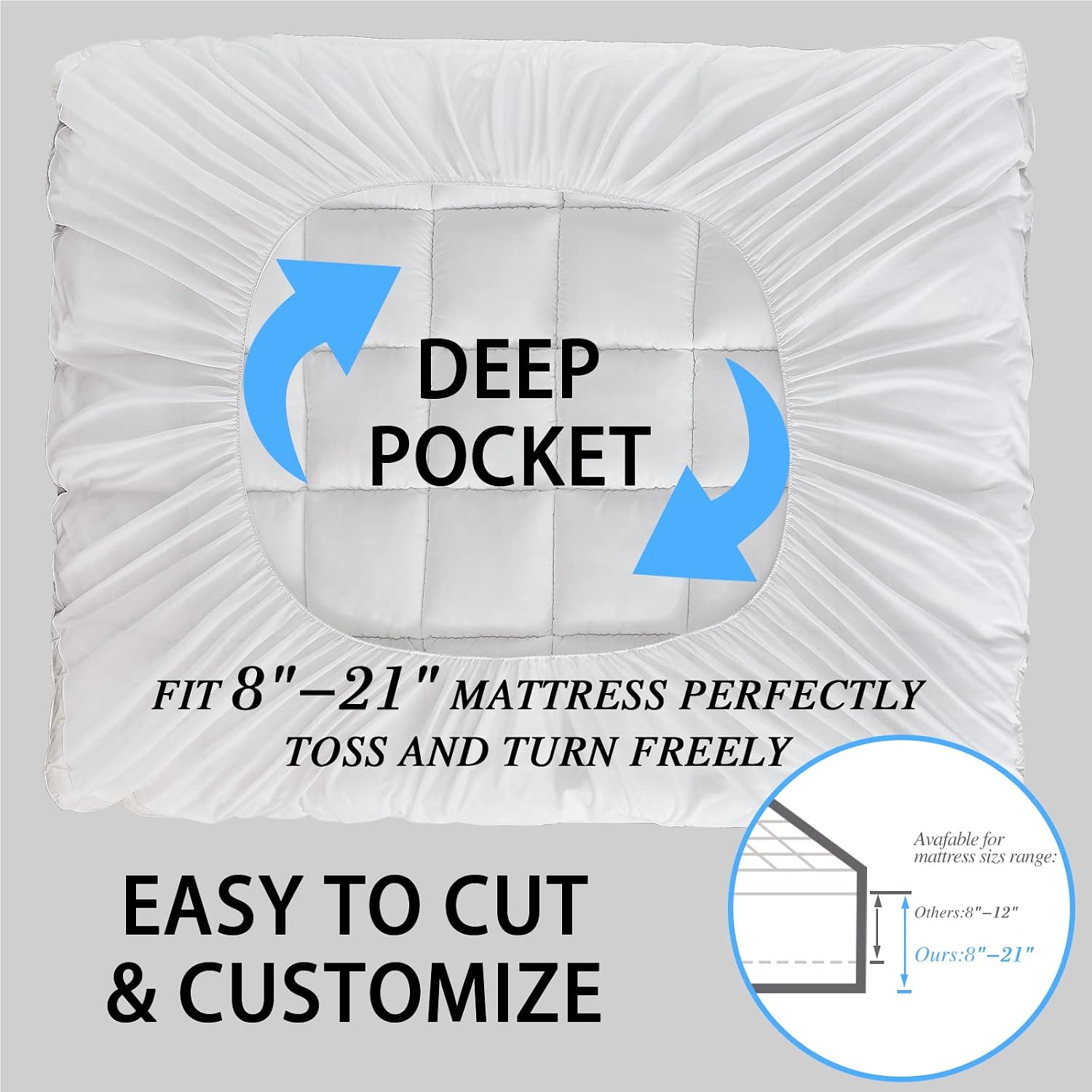 CYMULA California King Mattress Topper - Extra Thick Cooling Mattress Pad Cover for Back Pain - Soft Mattress Protector Bed Topper Pillow…
