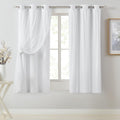 Bujasso White Full Blackout Curtain Panels with Sheer Overlay Mix and Match Double Layer Thermal Insulated Window Treatment Set for Living…