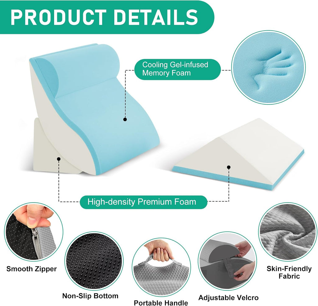 BambulexForaBetterLife 4PCS Wedge Pillow Set for After Surgery, Orthopedic Bed Wedge Pillow for Back, Sitting Up in Bed, Acid Reflux, Adju…