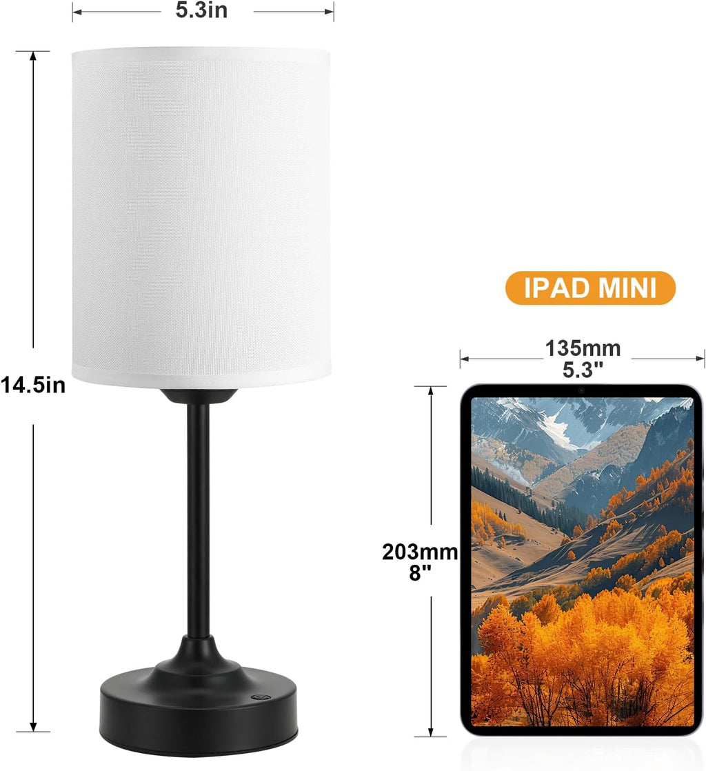 Touch Control Cordlss Table Lamp, USB-C Rechargeable Lamp with Stepless Dimming, 4000mAh Battery Operated Bedside Lamp for Bedroom…