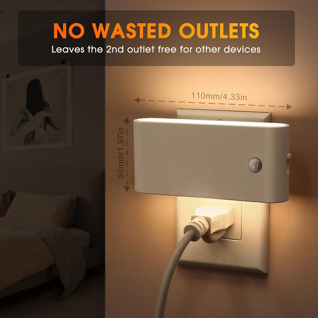 Briignite Motion Sensor Night Light, 2 Packs LED Night Lights Plug into Wall, 0-100LM Dimmable Night Light with Dusk to Dawn Sensor…