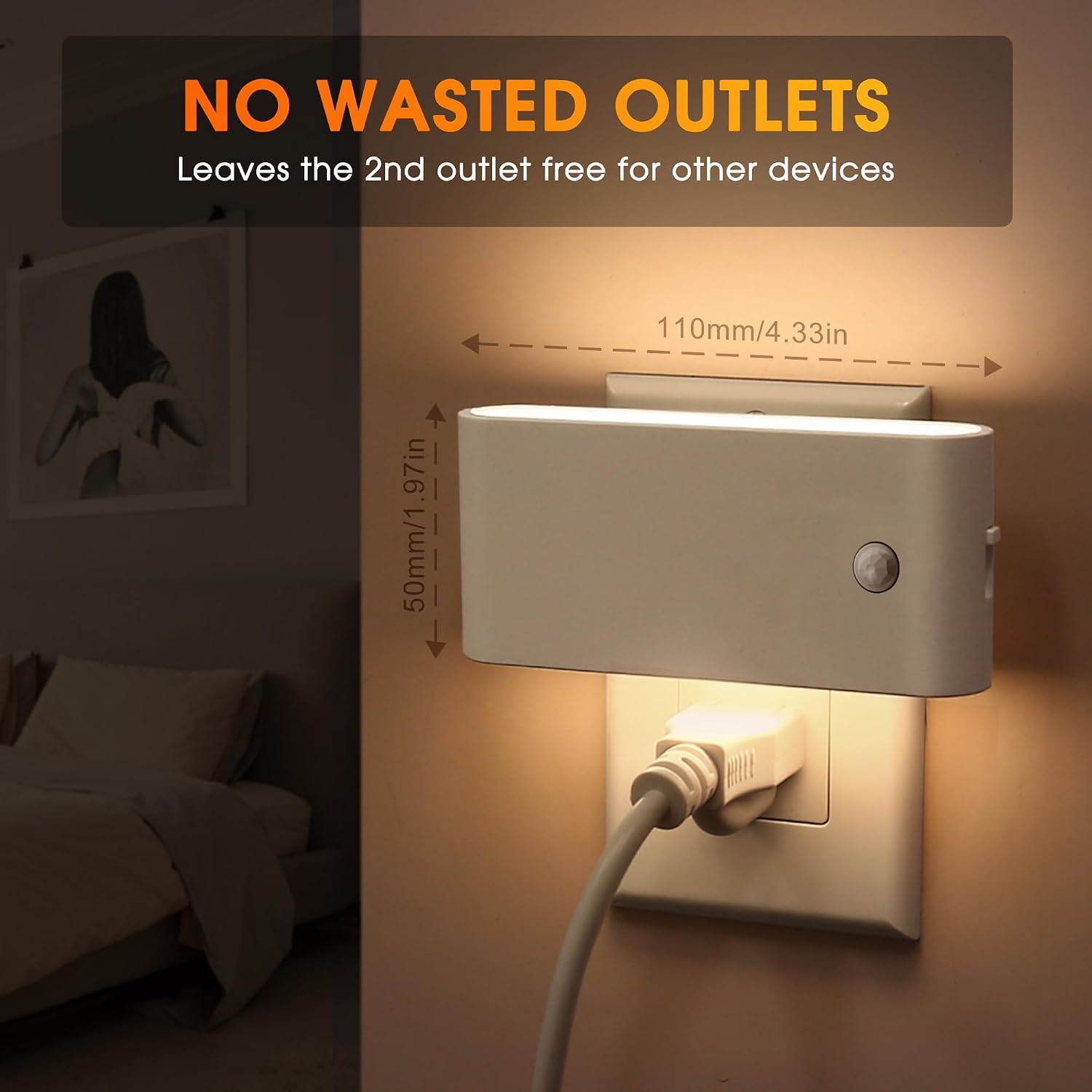 Briignite Motion Sensor Night Light, 2 Packs LED Night Lights Plug into Wall, 0-100LM Dimmable Night Light with Dusk to Dawn Sensor…