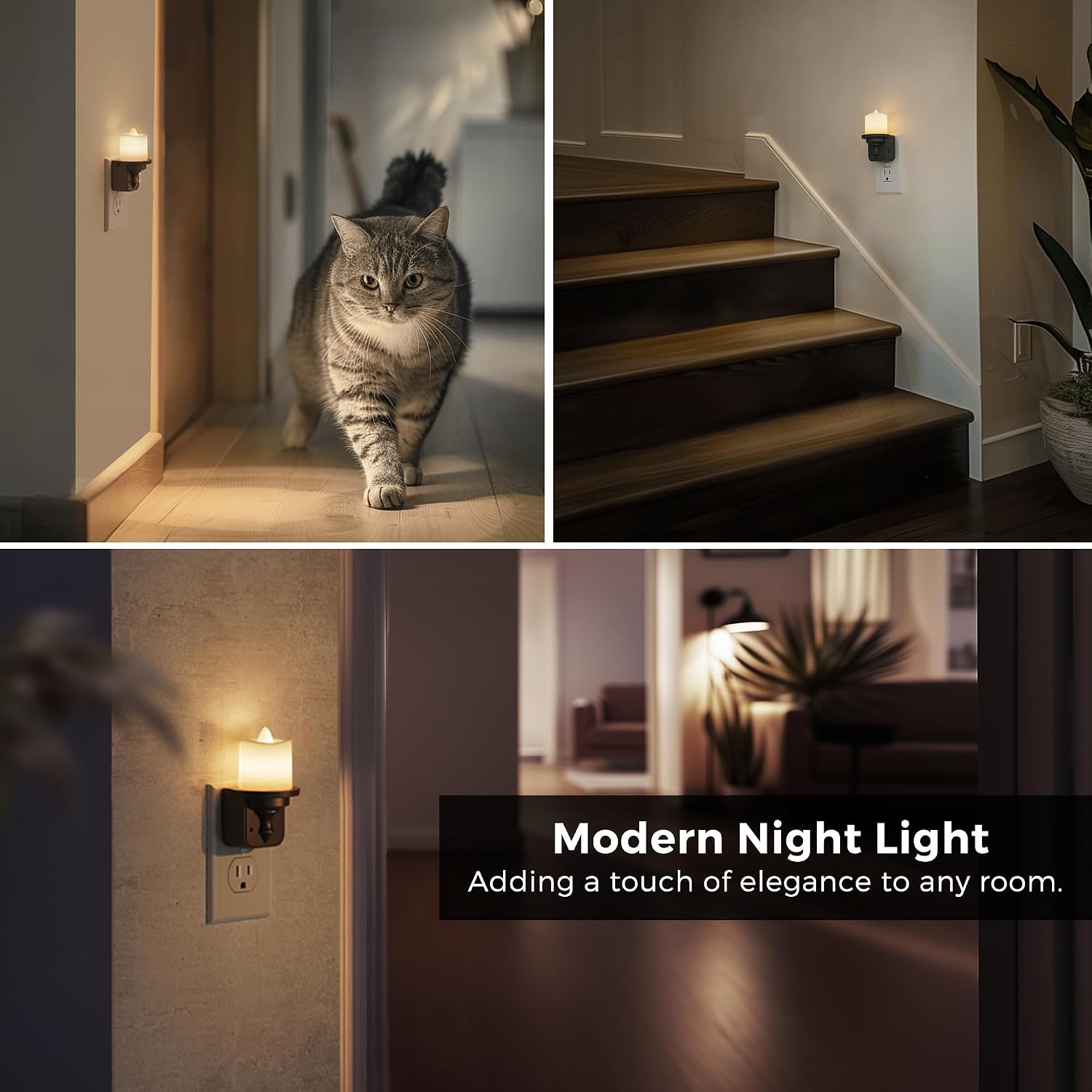 L LOHAS LED Candle Night Light, Dimmable Night Lights Plug into Wall, Dusk to Dawn Sensor, 0-100LM Flameless Candle Nightlight, Soft…
