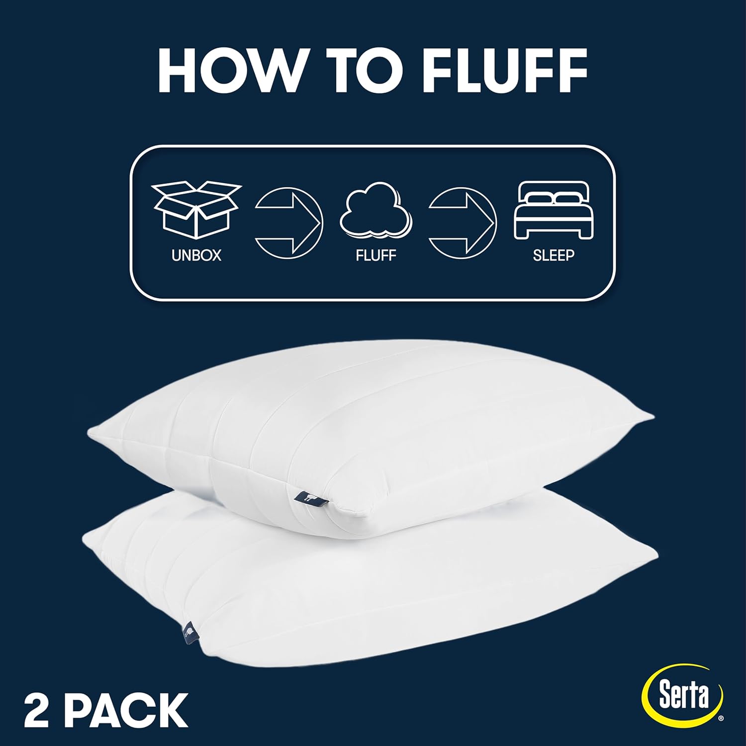 Serta Down Illusion Cooling Quilted Hypoallergenic Medium/Firm Bed Pillows for Side, Stomach or Back Sleepers (2 Pack), King, White 2 Pack…