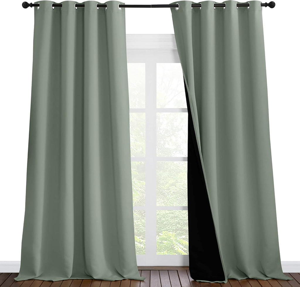 Nicetown Full Shading Curtains for Windows, Super Heavy-Duty Black Lined Blackout Curtains for Bedroom, Privacy Assured Window Treatment (G…