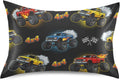 Monster Truck Fire Black Print Pillow Covers Silk Pillowcase for Hair and Skin Soft Breathable Smooth Cooling Satin Pillowcase Standard…