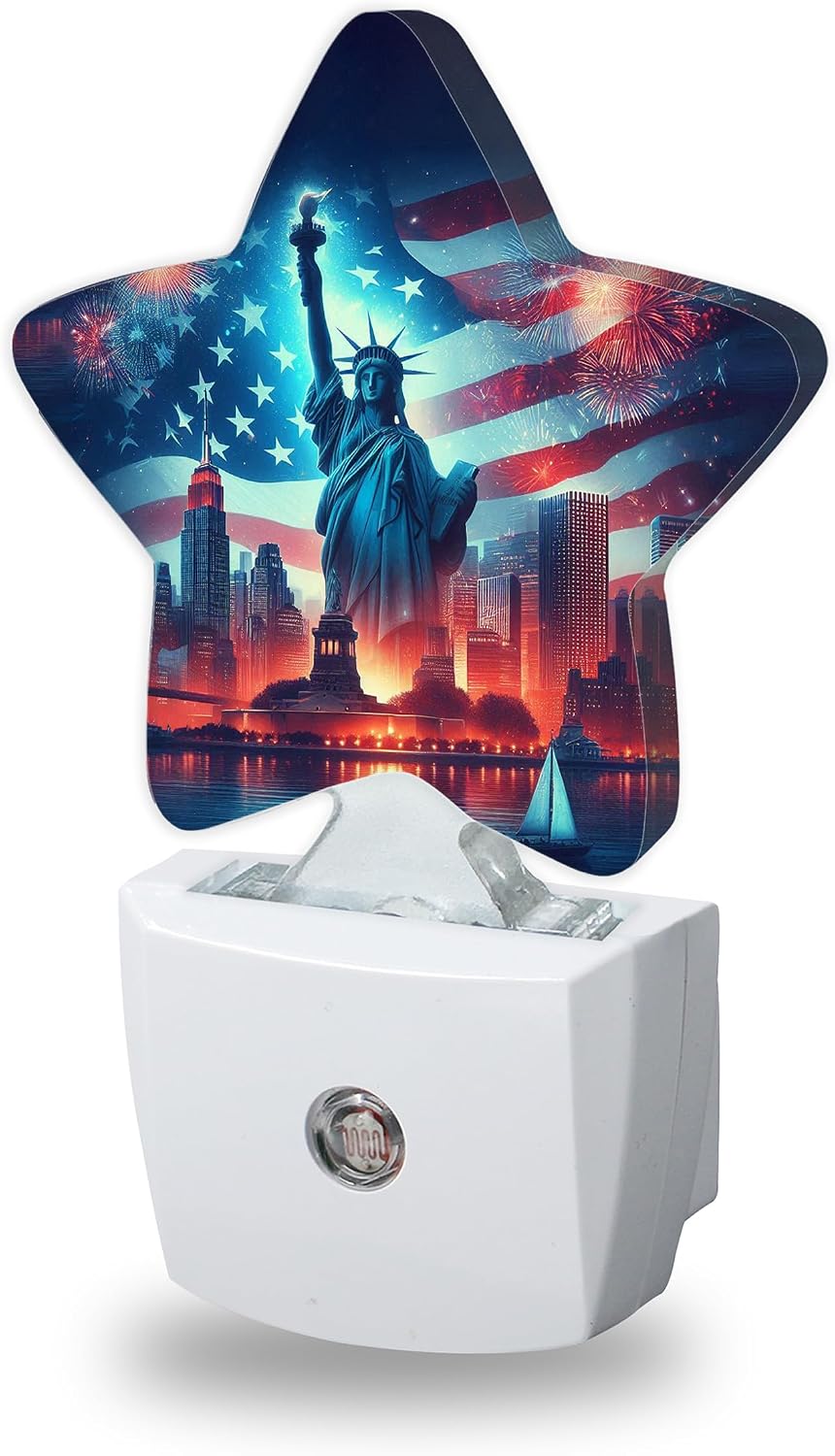 Energy Efficient Nightlights Plug in Wall, Statue of Liberty Night Light for Kids Bedroom Decorative, American Flag Dusk-to-Dawn Sensor…