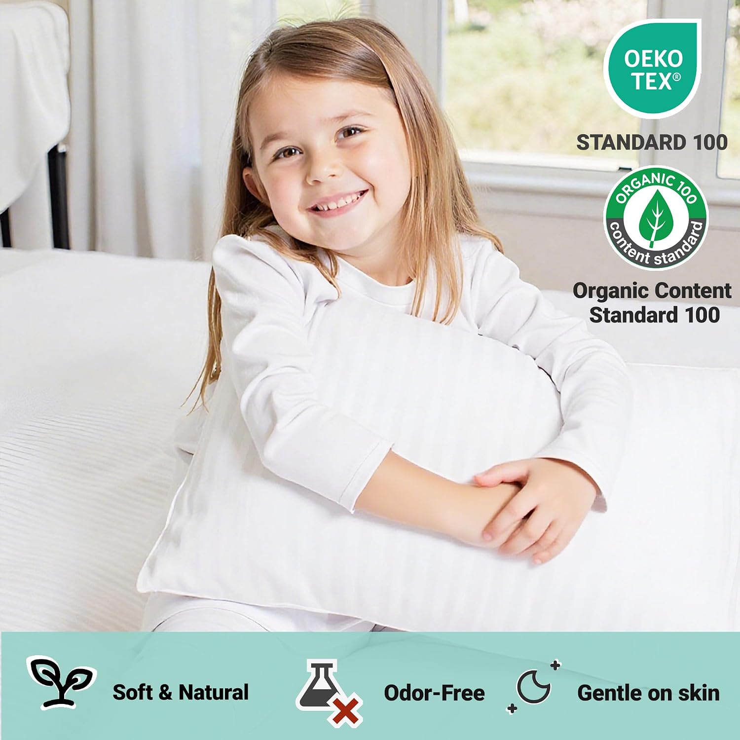 ZPECC-ABrandThatHasBeenFocusedOnBeddingFor20Years ZPECC Toddler Pillow with Pillowcase - 16x22 Organic Cotton Hypoallergenic Kids Pillow, B…