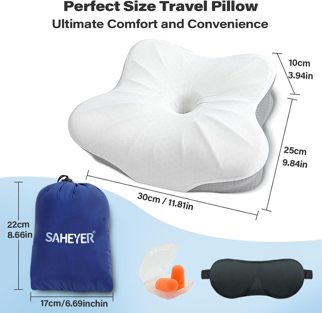 SAHEYER Memory Foam Camping Pillow, Travel Pillows for Sleeping, Cervical Neck Support Camping Gear Accessories - Small Pillow Travel…