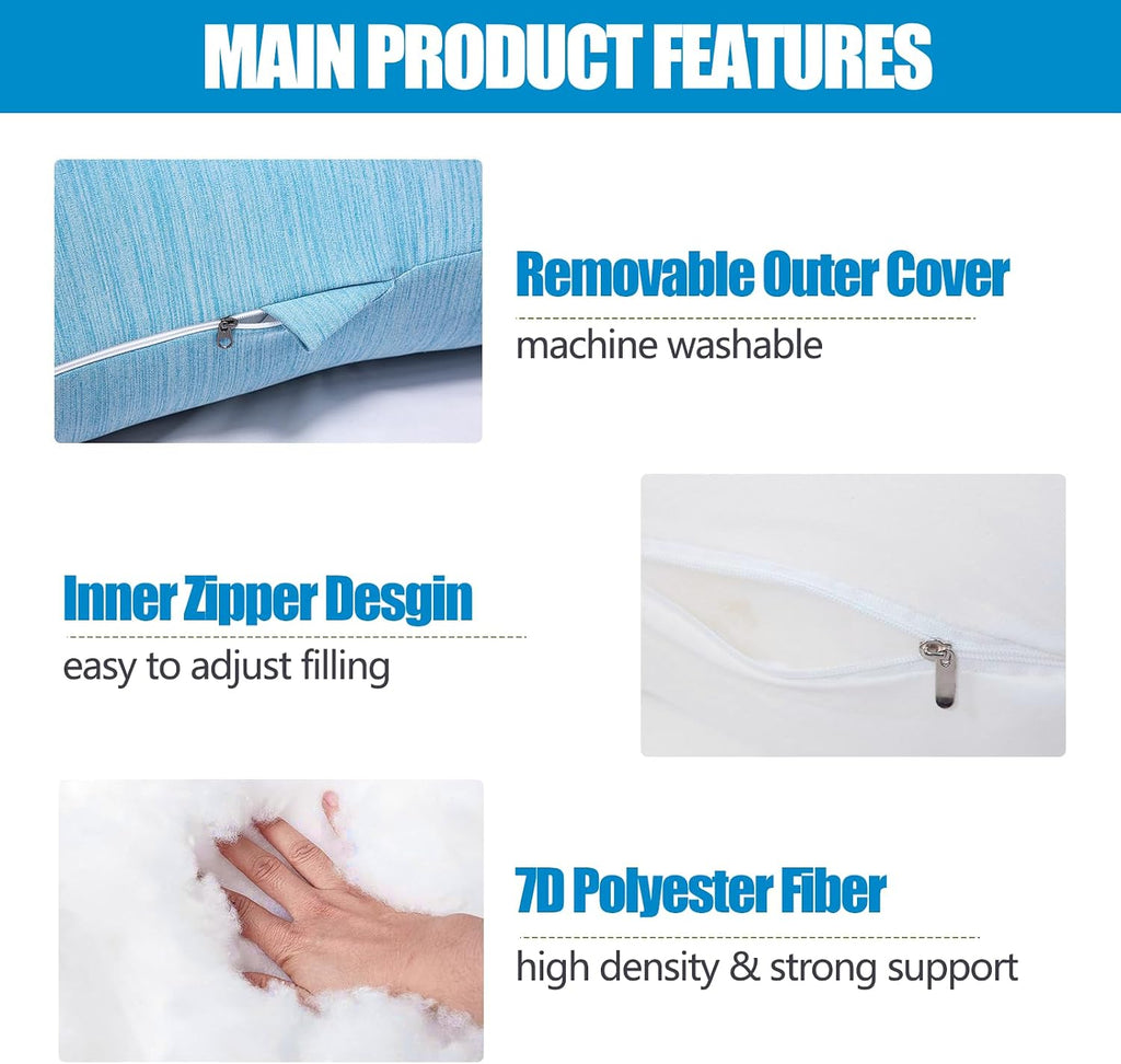 1 MIDDLE ONE Pregnancy Pillow, C Shaped Full Body Pillow for Maternity Support, Pregnant Women Sleeping Pillow with Cover (Cooling Blue)