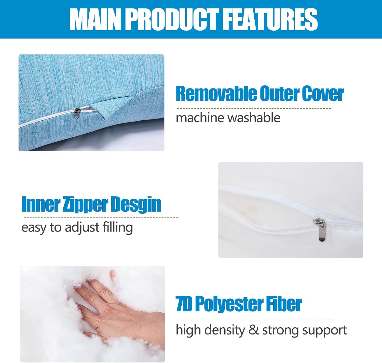 1 MIDDLE ONE Pregnancy Pillow, C Shaped Full Body Pillow for Maternity Support, Pregnant Women Sleeping Pillow with Cover (Cooling Blue)