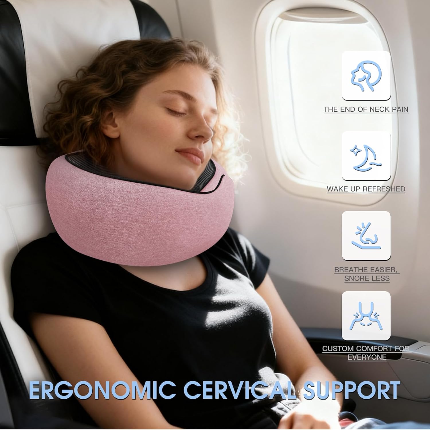 Neck Travel Pillows for Airplanes Memory Foam Neck Comfort Pillow Compact Ergonomic Design Sleeping Essentials for Long Flights Car Rides…