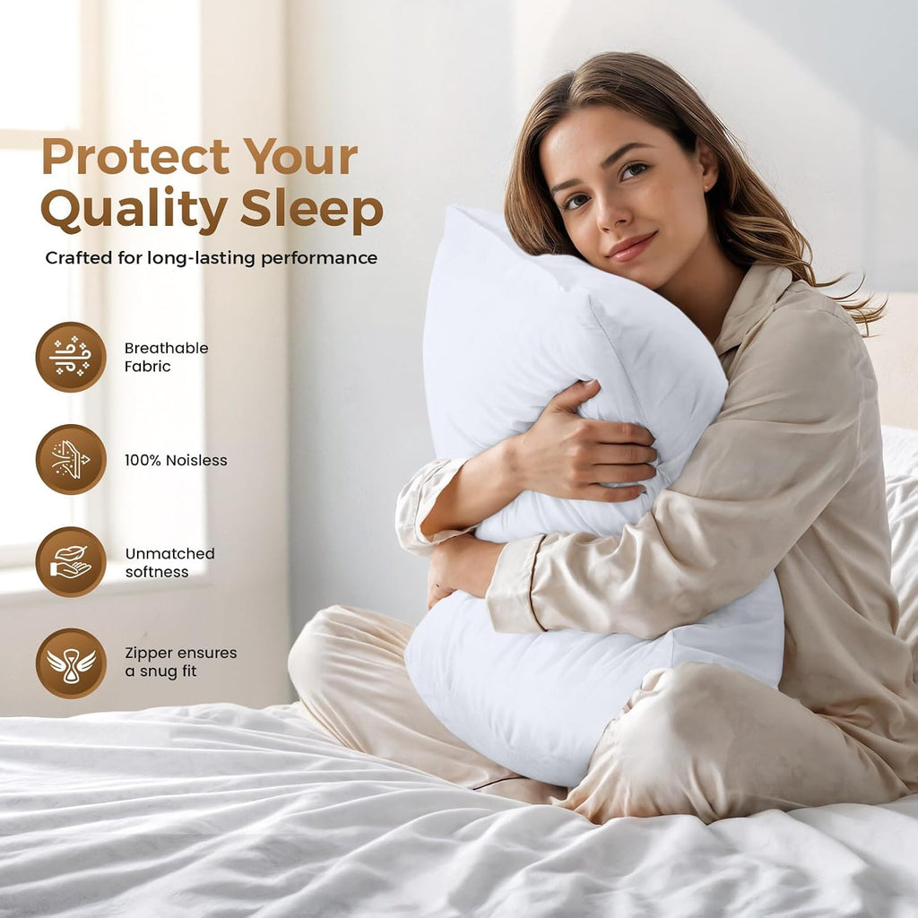 Utopiabedding Utopia Bedding 4 Pack Pillow Protectors with Zipper Standard Size, Soft Brushed Microfiber Fabric Pillow Cases, Shrinkage and…