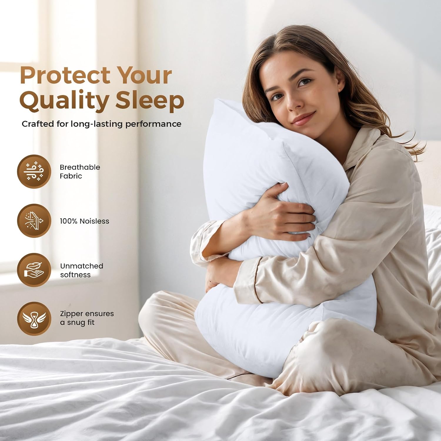 Utopiabedding Utopia Bedding 4 Pack Pillow Protectors with Zipper Standard Size, Soft Brushed Microfiber Fabric Pillow Cases, Shrinkage and…