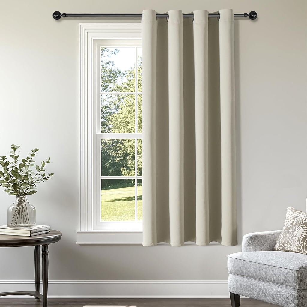 ChrisDowa Grommet Blackout Curtains for Bedroom - Thermal Insulated Room Darkening Curtains for Living Room (1 Panel Set, Beige,52W x 54L)…