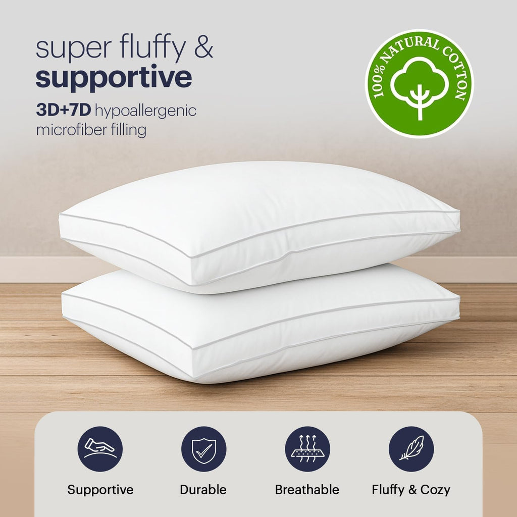 AROVAZ Bed Pillows for Sleeping Set of 2 (White), Soft Down Alternative Pillow for Back, Stomach or Side Sleepers, Comfortable Fluff…