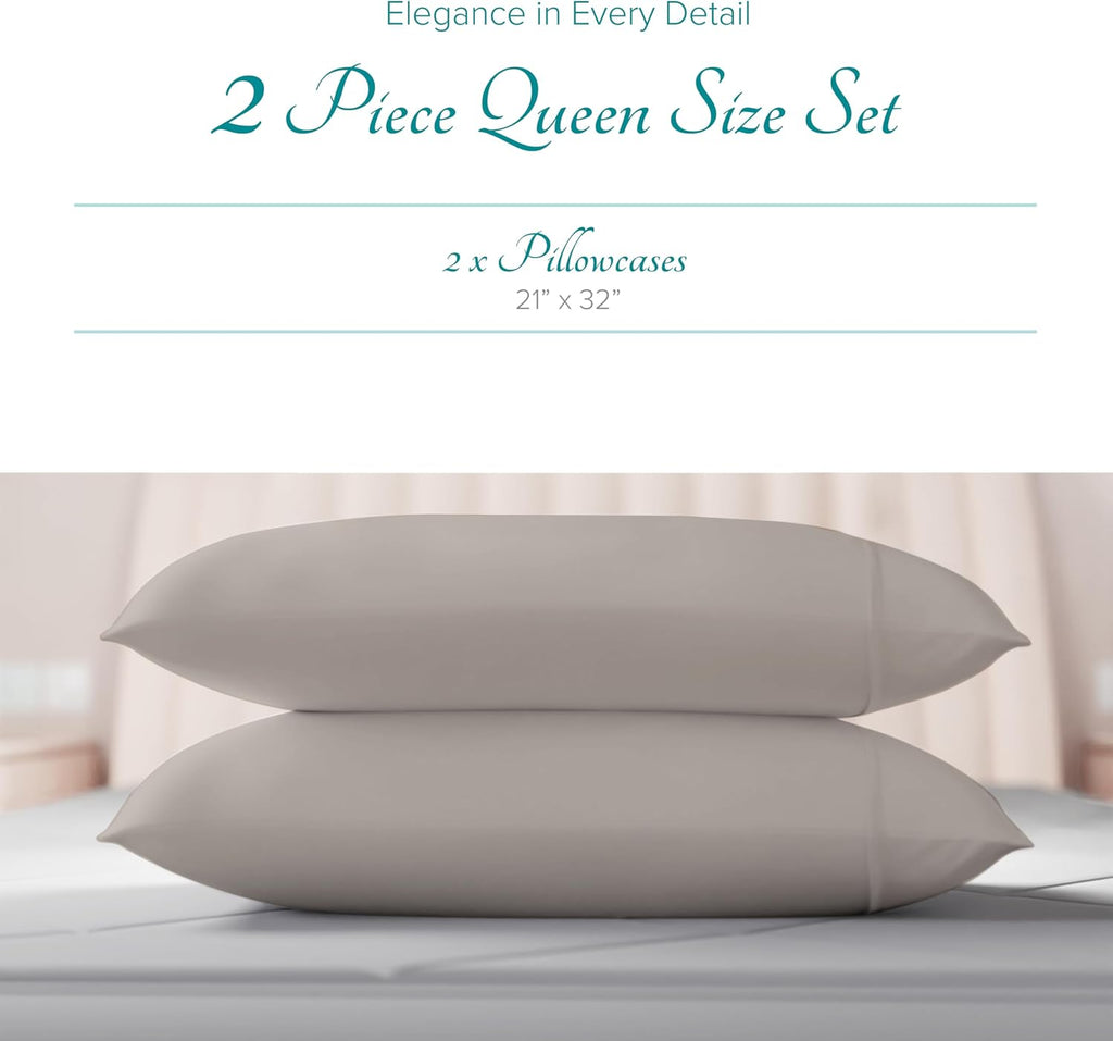 Carressa Linen 100% Egyptian Cotton Standard/Queen Size Pillow Cases Set of 2-800 Series Tulips Collection Queen Pillow Cover for…