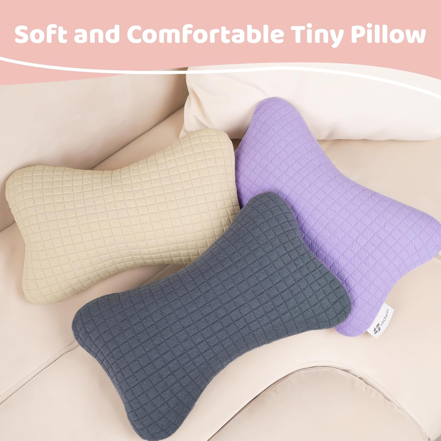 vocheer 11x7in Mini Travel Pillow, Small Pillows for Sleeping, Tiny Pillows for Neck, Wrist, Lumbar and Knee, Pets Pillow, Cotton, Cover…