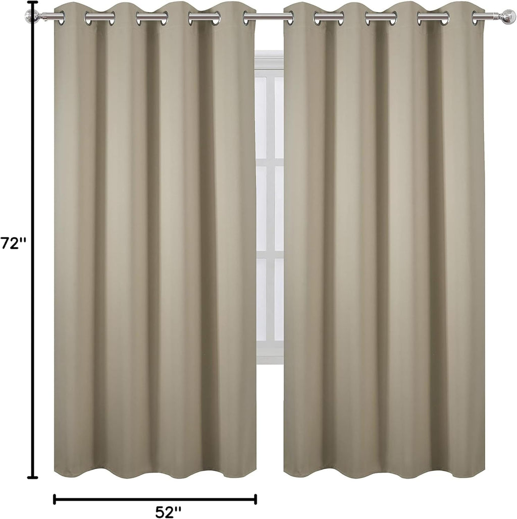 Lemomo Beige Thermal Blackout Curtains/52 x 72 Inch/Set of 2 Panels Room Darkening Curtains for Bedroom 72 Inch silver