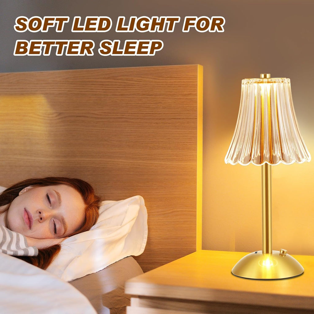 Liliful 4 Pcs Cordless Table Lamp Rechargeable Touch LED Small Gold Portable Battery Operated USB-c Desk Lamp 3 Color Dimmable for…