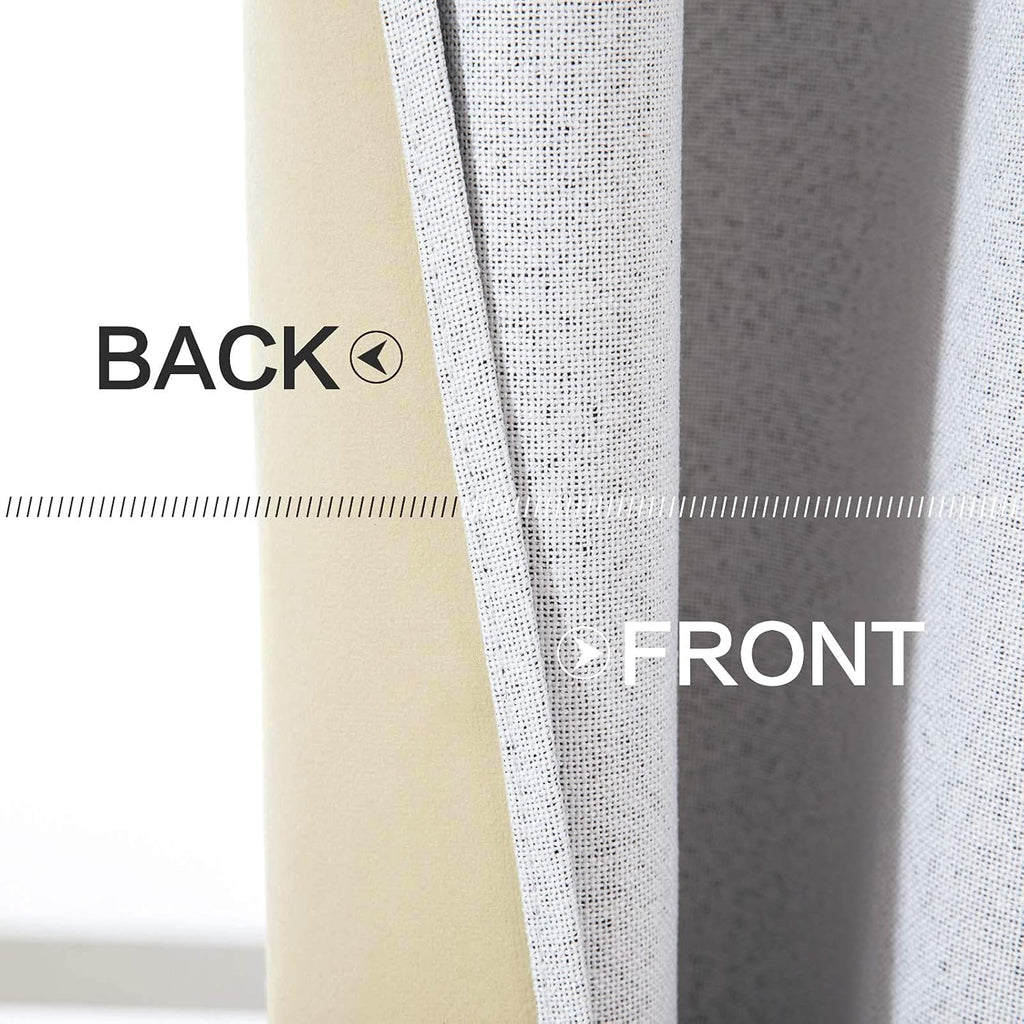 Miulee Linen Blackout Curtains for Bedroom Solid 100% Blackout Thermal Insulated Grayish White Curtains Grommet Room Darkening Curtains/Dra…