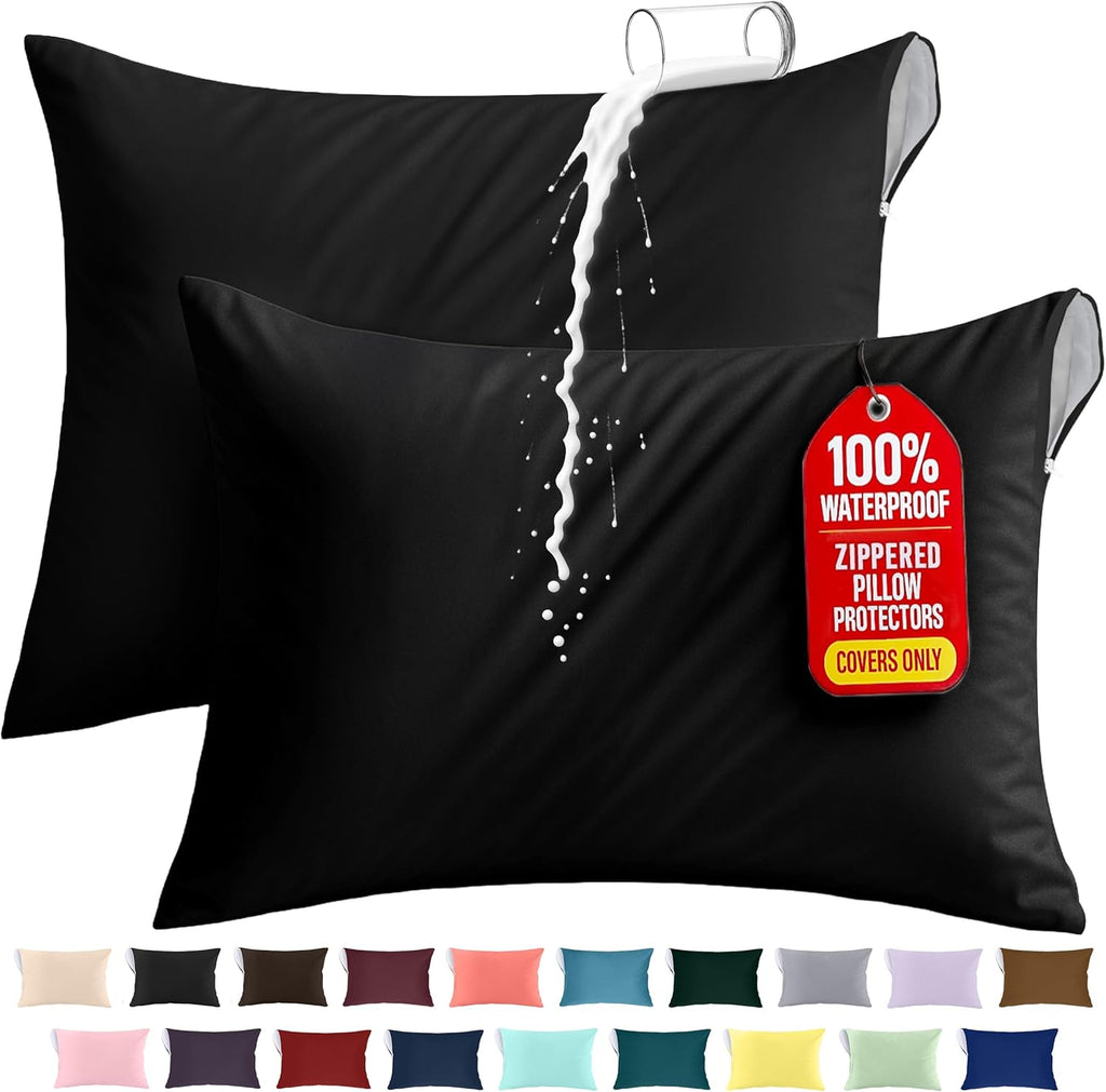 Utopiabedding Utopia Bedding 100% Waterproof Pillow Protectors with Zipper Standard Size (Set of 2), Bed Bug and Dust Mite Proof Zippered P…